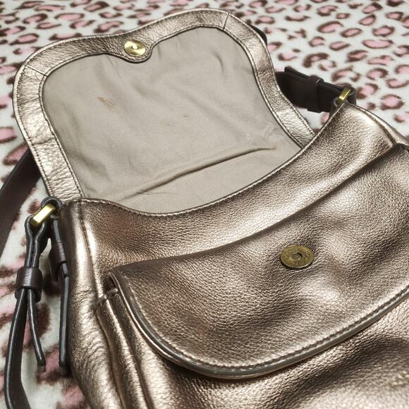 Vintage FOSSIL Issue N2 Gold Metallic Layered Shoulder Bag - Picture 5 of 11